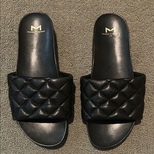 Marc Fisher Black Quilted Sandals
